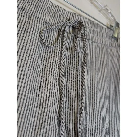 J. Crew Navy Striped Linen-Cotton Blend Drawstring Pants Size 12 Summer Vacation - Picture 8 of 8
